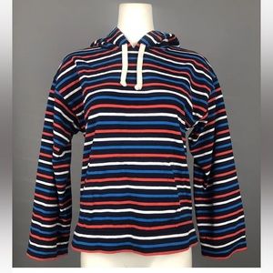 J. Crew Wide Sleeve Striped Hoodie Mariner Cloth Multicolor